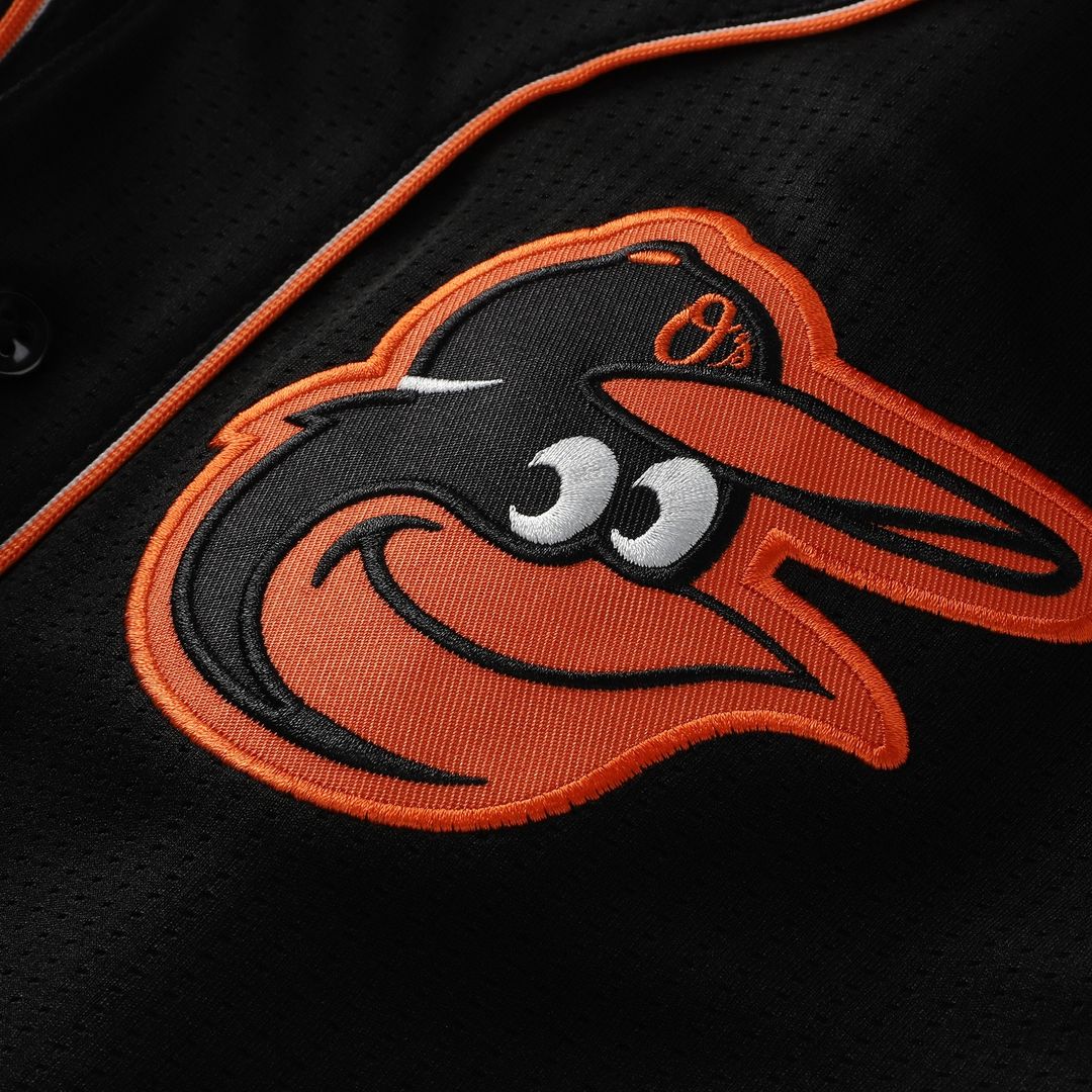 Baltimore Orioles Stitches Team Color Full - Button Fashion Jersey - Black