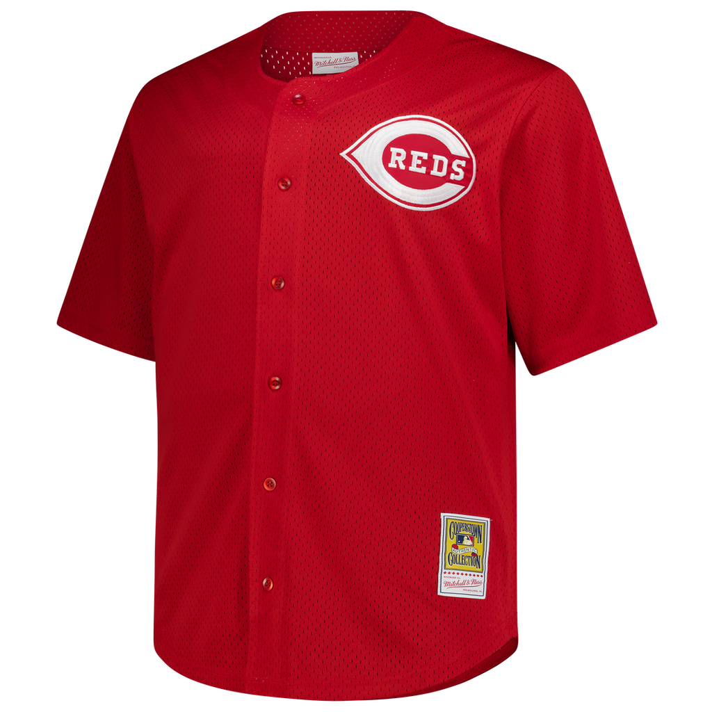Cincinnati Reds Deion Sanders Mitchell & Ness Big & Tall Cooperstown Mesh Batting Practice Jersey - Red
