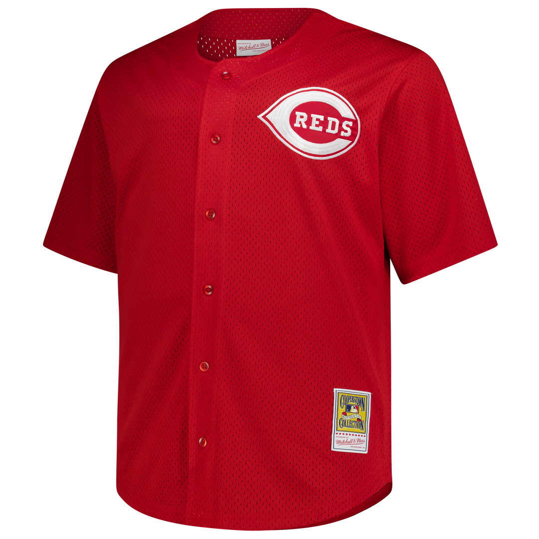 Cincinnati Reds Deion Sanders Mitchell & Ness Big & Tall Cooperstown Mesh Batting Practice Jersey - Red