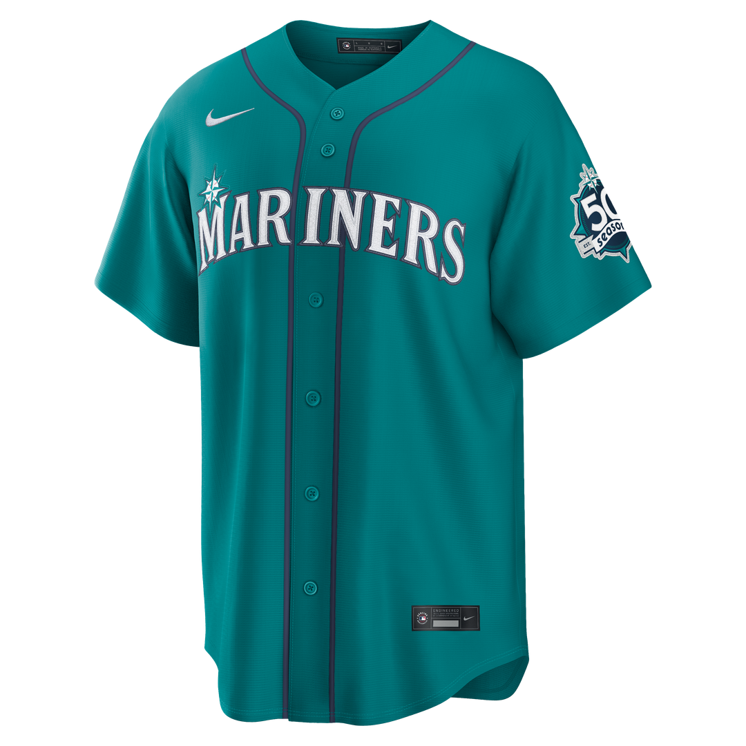Seattle Mariners Cal Raleigh Nike Alternate 50th Season Patch Stadium Jersey - Teal