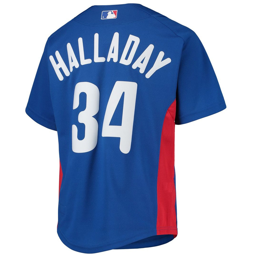 Philadelphia Phillies Roy Halladay Mitchell & Ness Youth Cooperstown Mesh Batting Practice Jersey - Royal