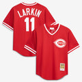 Cincinnati Reds Barry Larkin Mitchell & Ness Youth Cooperstown Mesh Batting Practice Jersey - Red