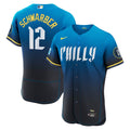 Philadelphia Phillies Kyle Schwarber Nike City Connect Authentic Sponsor Patch Jersey - Navy
