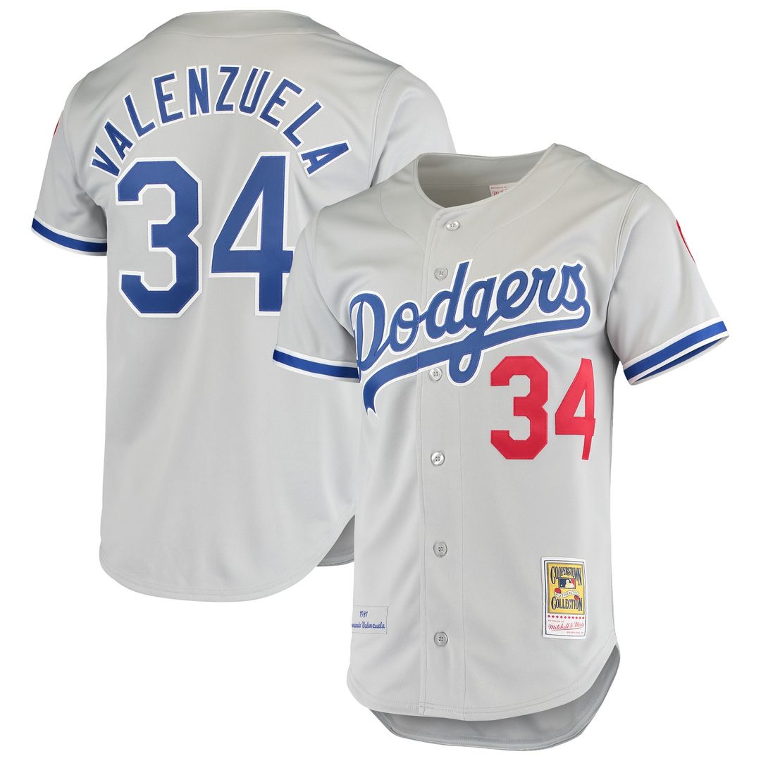 Los Angeles Dodgers Fernando Valenzuela Mitchell & Ness Road 1981 Cooperstown Authentic Jersey - Gray