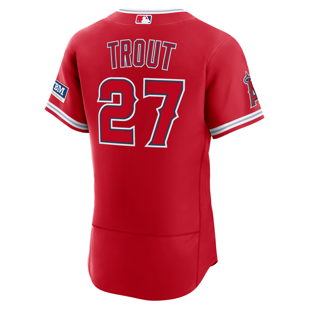 Los Angeles Angels Mike Trout Nike Alternate Authentic Sponsor Patch Jersey - Red