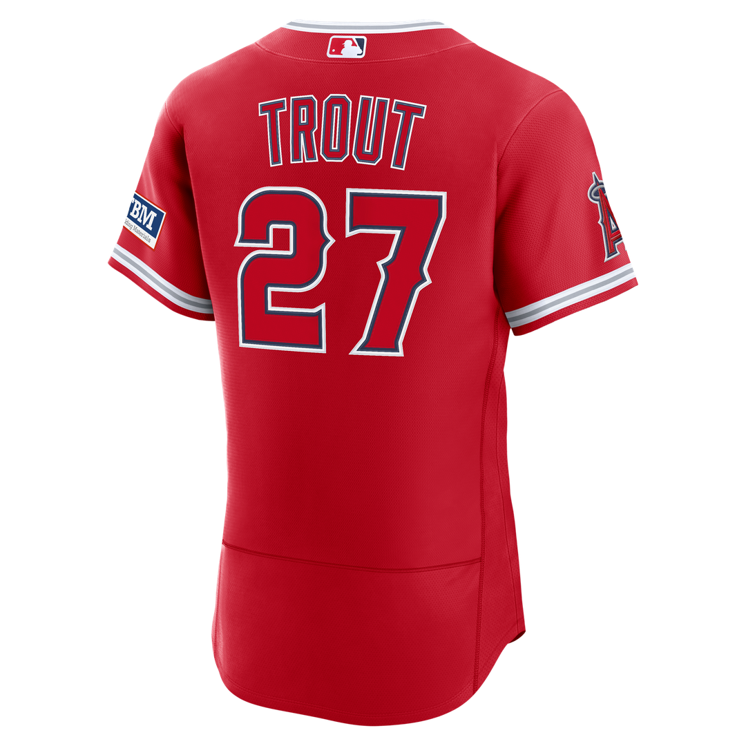 Los Angeles Angels Mike Trout Nike Alternate Authentic Sponsor Patch Jersey - Red