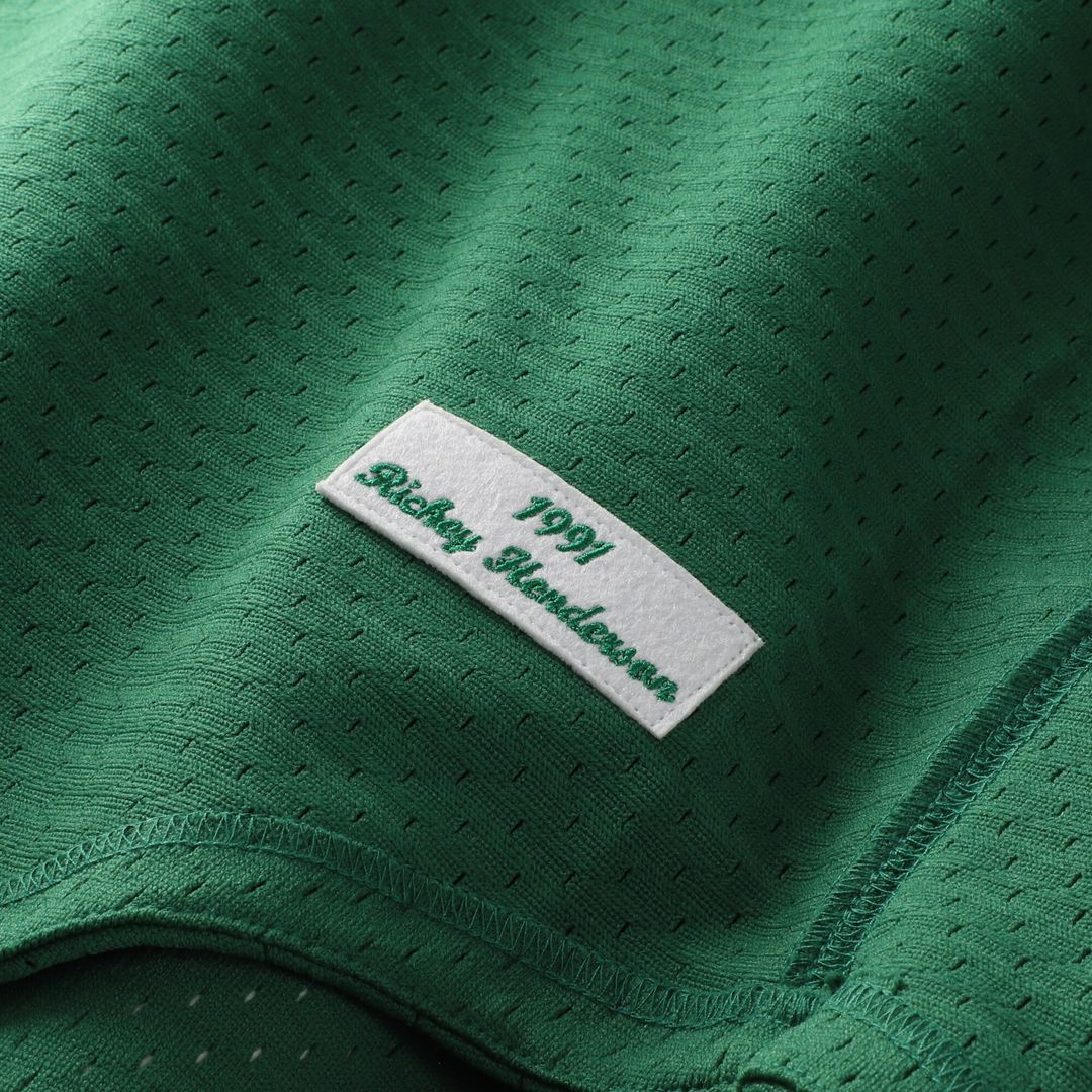 Athletics Rickey Henderson Mitchell & Ness Youth Cooperstown Mesh Batting Practice Jersey - Green