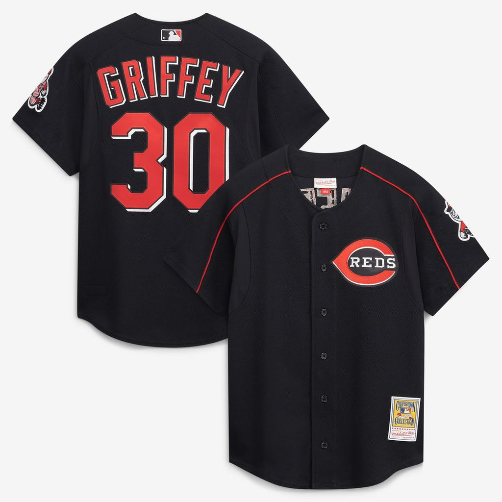 Cincinnati Reds Ken Griffey Jr. Mitchell & Ness Cooperstown Authentic Mesh Batting Practice Jersey - Black