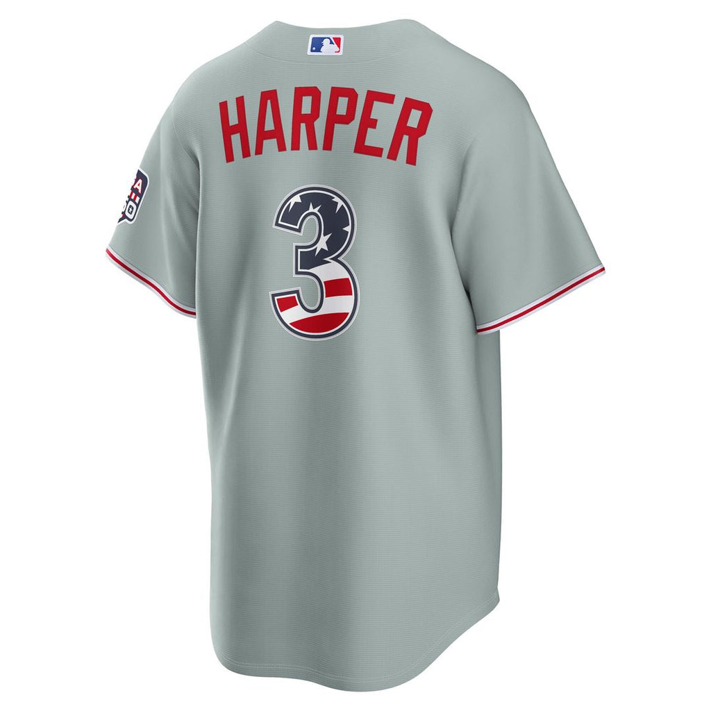 Philadelphia Phillies Bryce Harper Nike USA 250 Fourth of July Road Stadium Jersey - Gray