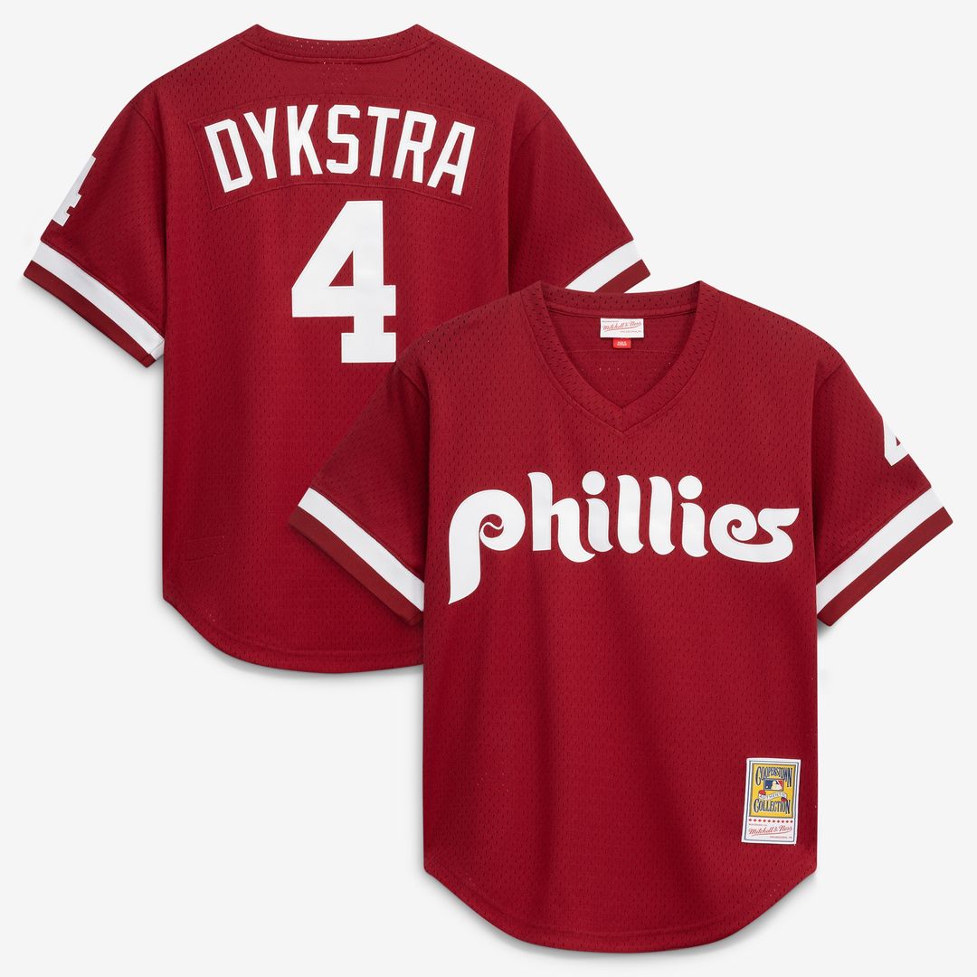 Philadelphia Phillies Lenny Dykstra Mitchell & Ness Authentic Batting Practice Jersey - Scarlet