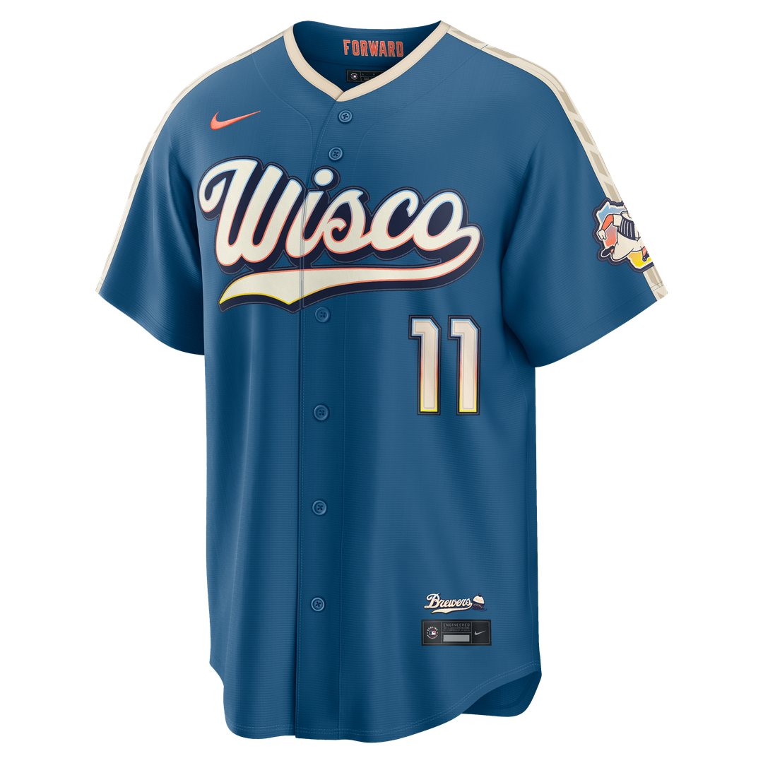 Milwaukee Brewers Jackson Chourio Nike 2026 City Connect Stadium Jersey - Mineral Blue