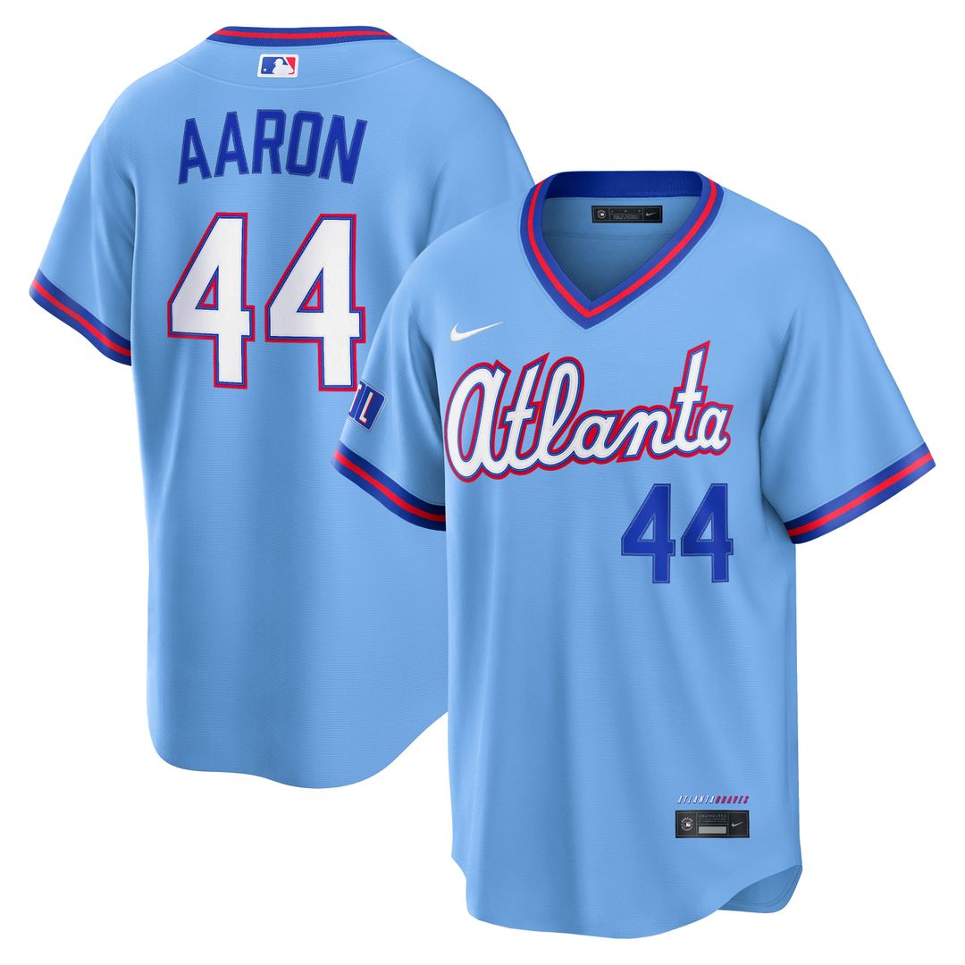 Atlanta Braves Hank Aaron Nike 2026 City Connect Stadium Jersey - Powder Blue