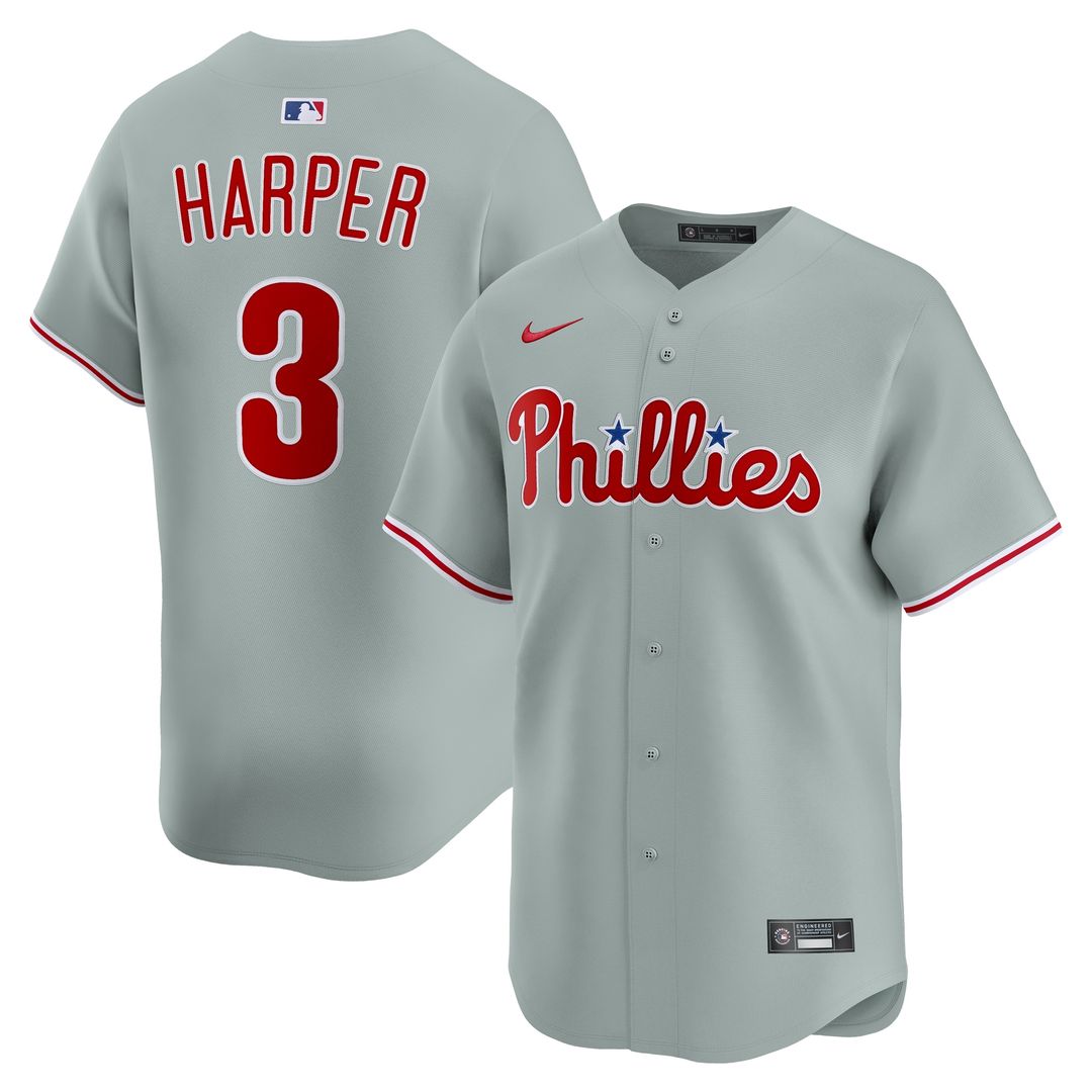Philadelphia Phillies Bryce Harper Nike Road Limited Player Jersey - Gray