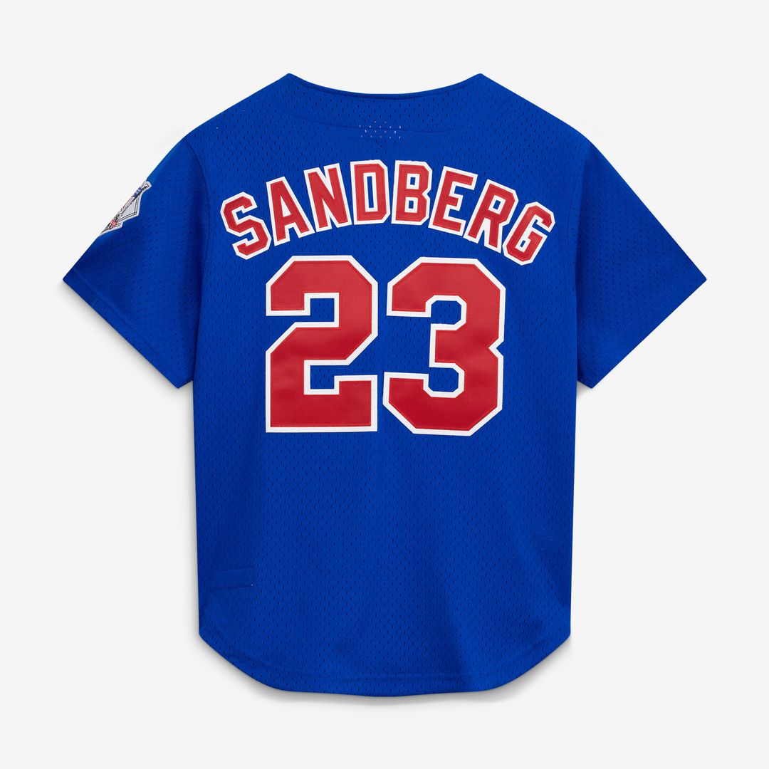 Chicago Cubs Ryne Sandberg Mitchell & Ness Cooperstown 1997 Mesh Batting Practice Button - Up Jersey - Royal