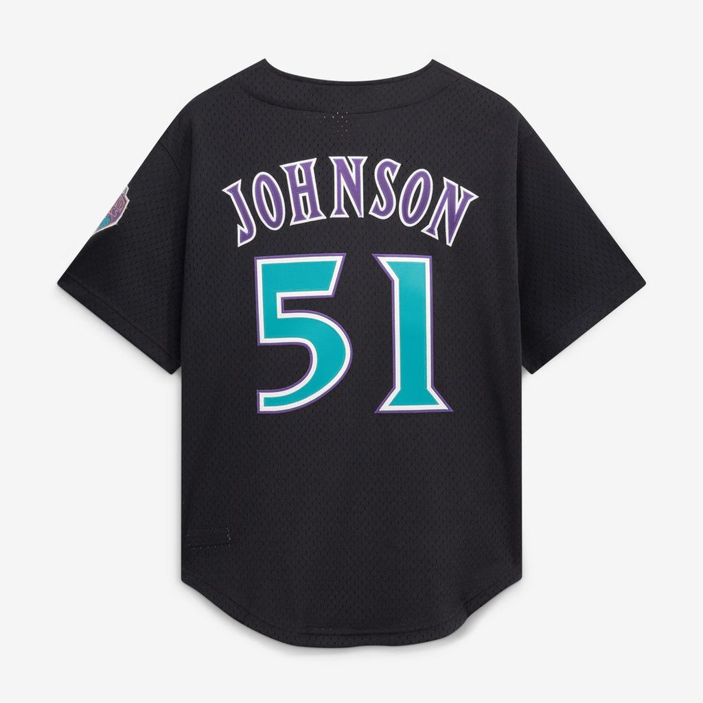 Arizona Diamondbacks Randy Johnson Mitchell & Ness Cooperstown Mesh Batting Practice Button - Up Jersey - Black