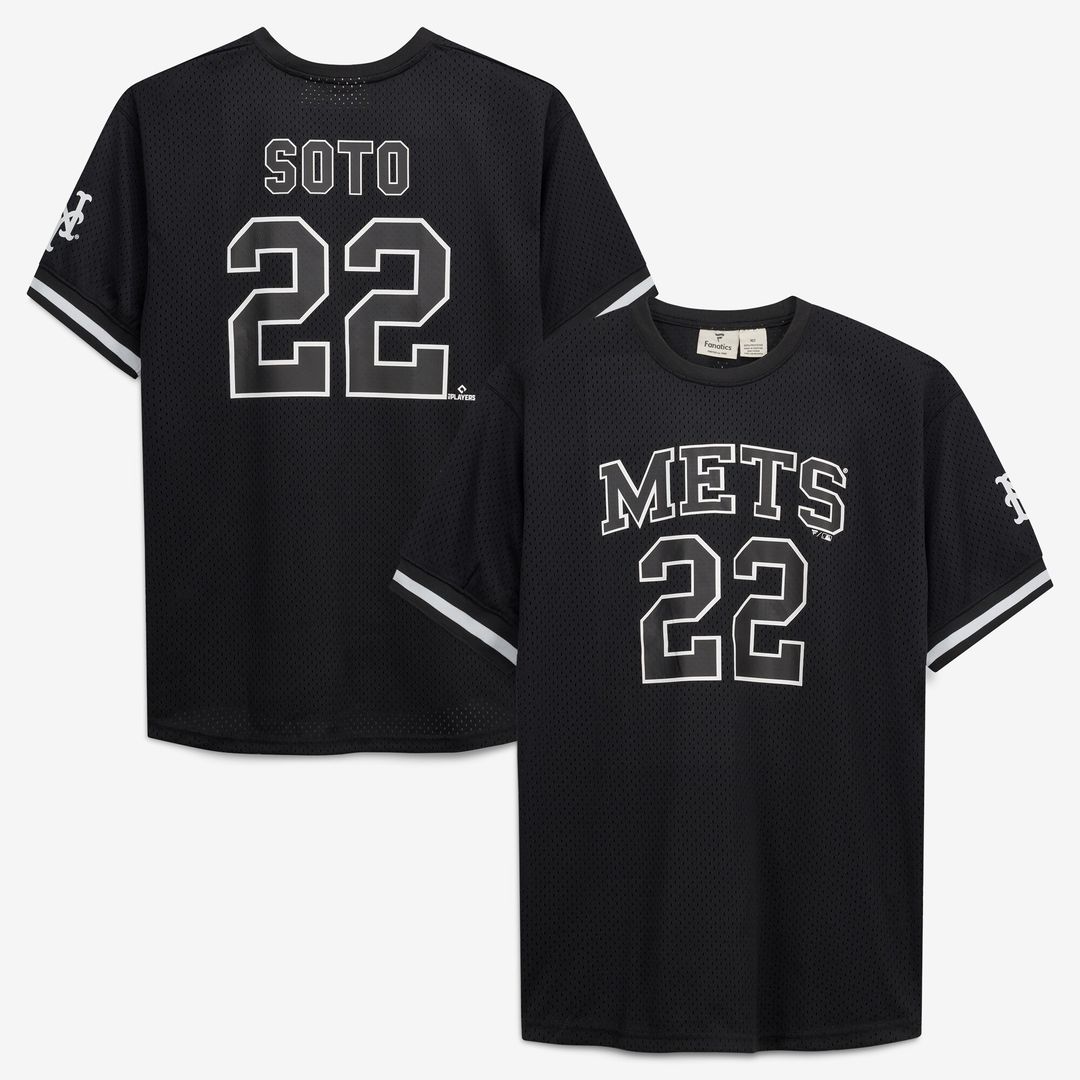 New York Mets Juan Soto Fanatics Big & Tall Heavyweight Mesh Jersey - Black/White