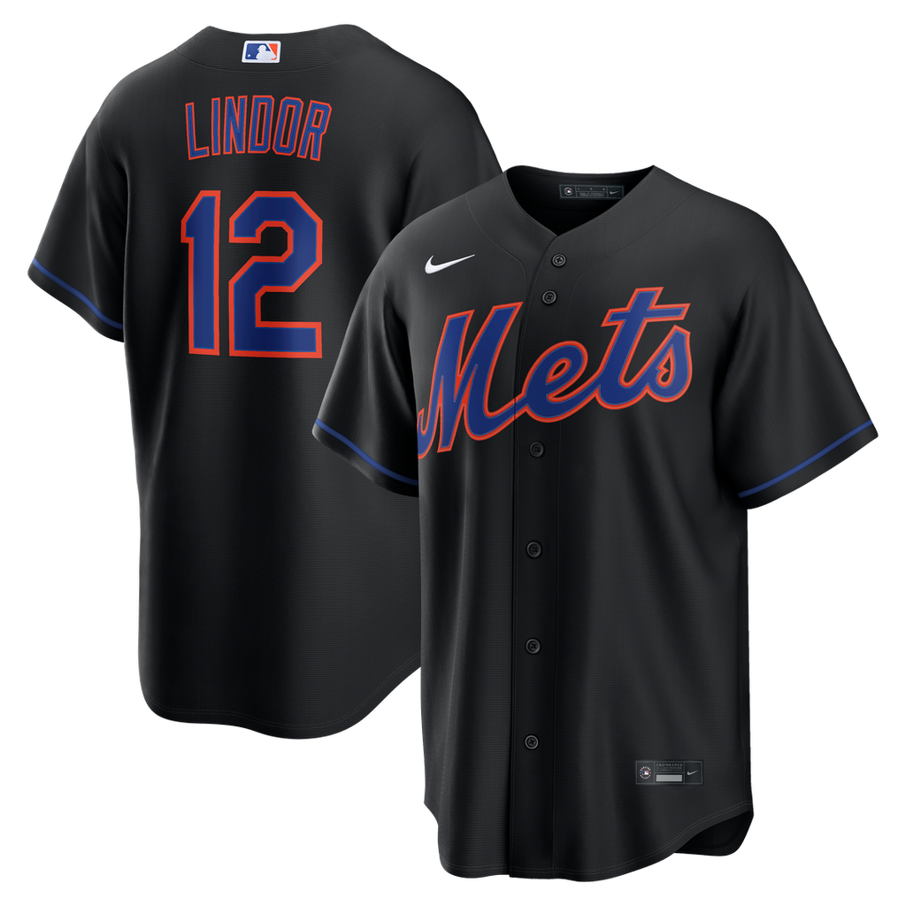 New York Mets Francisco Lindor Nike Alternate Replica Jersey - Black