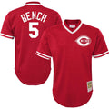 Cincinnati Reds Johnny Bench Mitchell & Ness Youth Cooperstown Mesh Batting Practice Jersey - Red