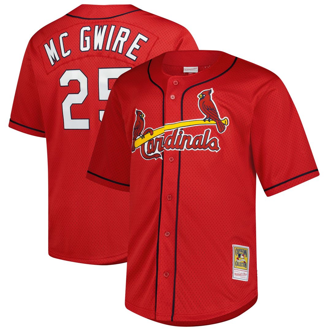 St. Louis Cardinals Mark McGwire Mitchell & Ness Big & Tall Cooperstown Mesh Batting Practice Jersey - Red