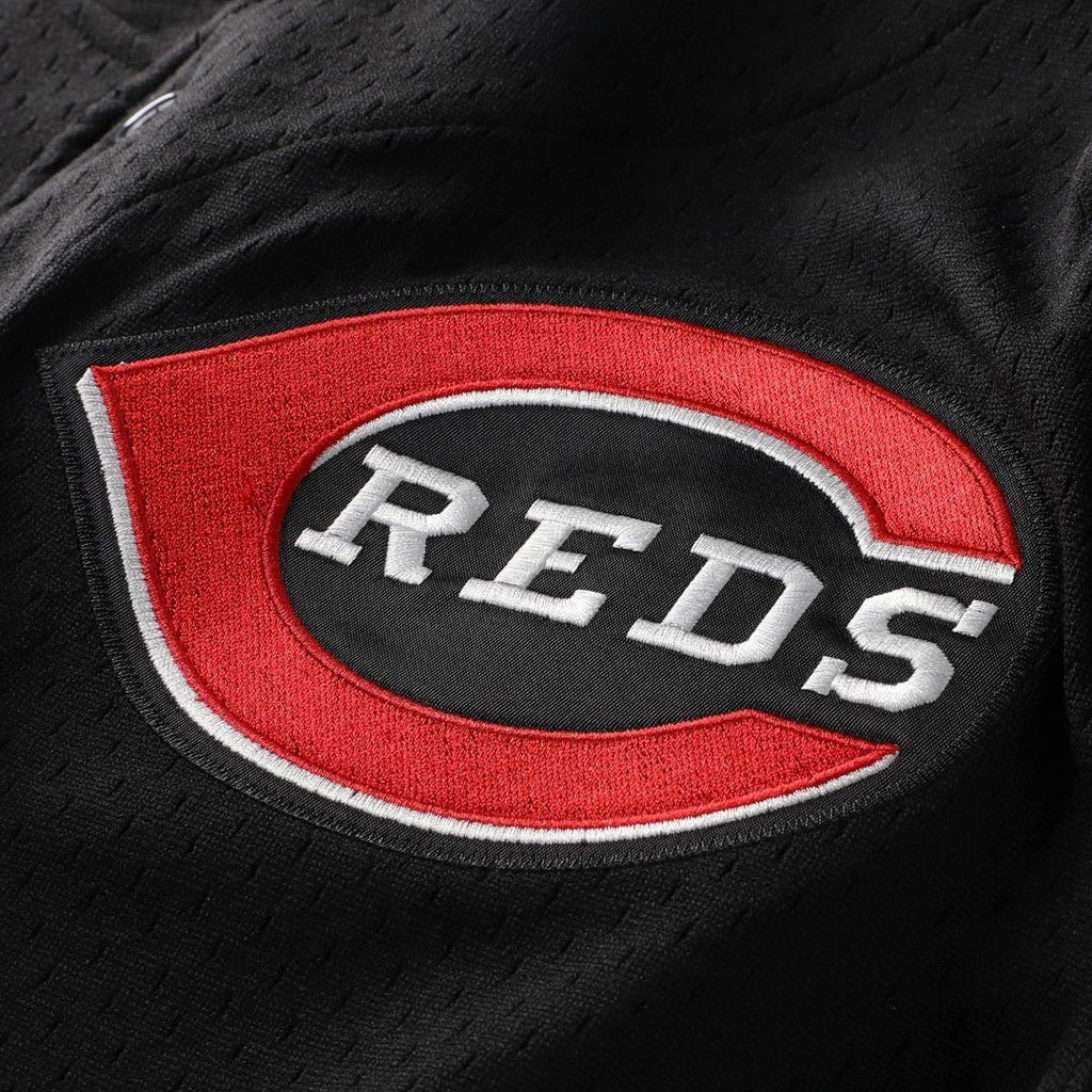 Cincinnati Reds Barry Larkin Mitchell & Ness Cooperstown Mesh Batting Practice Button - Up Jersey - Black