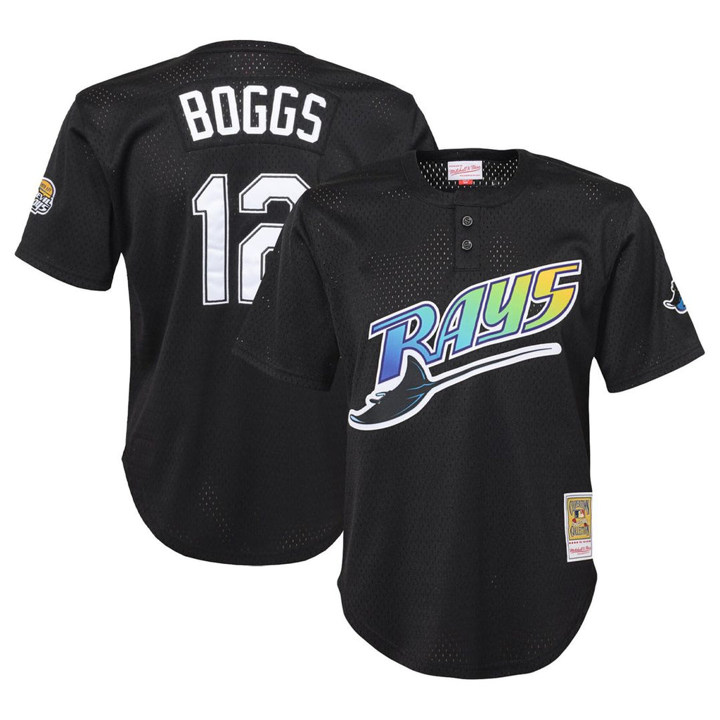 Tampa Bay Rays Wade Boggs Mitchell & Ness Youth Cooperstown Mesh Batting Practice Jersey - Black