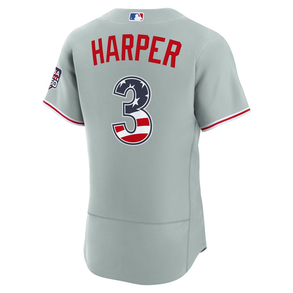Philadelphia Phillies Bryce Harper Nike USA 250 Fourth of July Road Authentic Jersey - Gray