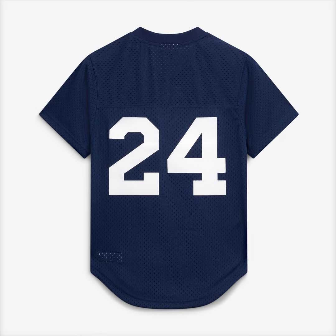 New York Yankees Rickey Henderson Mitchell & Ness Cooperstown Mesh Batting Practice Button - Up Jersey - Navy