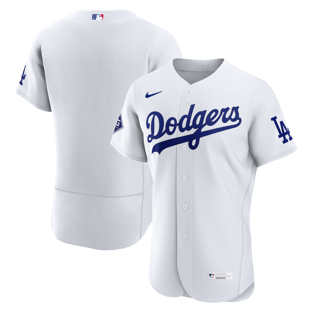 Los Angeles Dodgers Nike Home Sponsor Patch Authentic Jersey - White