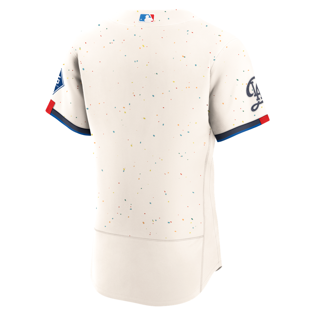 Los Angeles Dodgers Nike City Connect Authentic Sponsor Patch Jersey - Cream