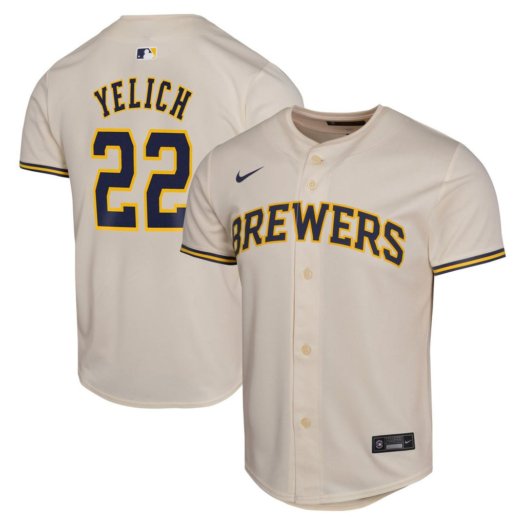Milwaukee Brewers Christian Yelich Nike Youth Home Game Player Jersey - Cream