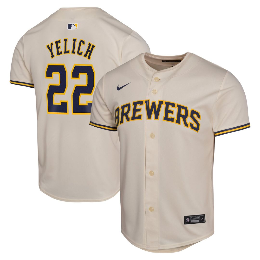 Milwaukee Brewers Christian Yelich Nike Youth Home Game Player Jersey - Cream