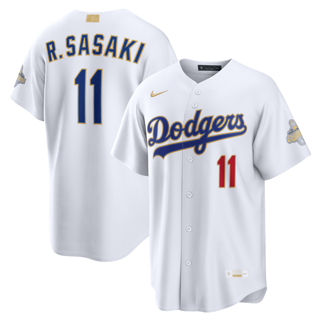 Los Angeles Dodgers Roki Sasaki Nike 2026 Gold Collection Stadium Jersey - White