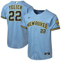 Milwaukee Brewers Christian Yelich Nike Youth Road Stadium Jersey - Powder Blue
