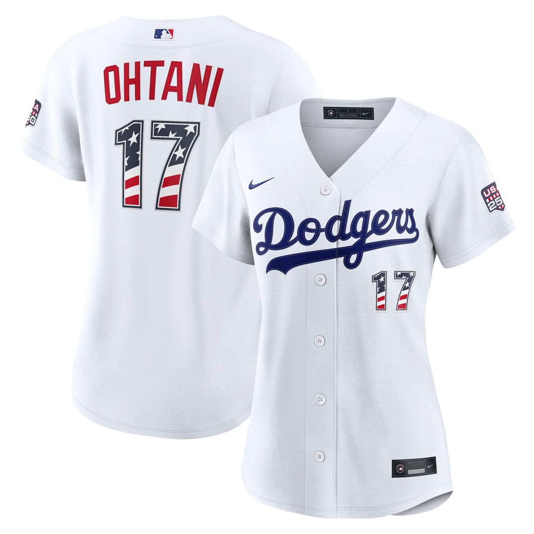 Los Angeles Dodgers Shohei Ohtani Nike Women's USA 250 Fourth of July Home Stadium Jersey - White
