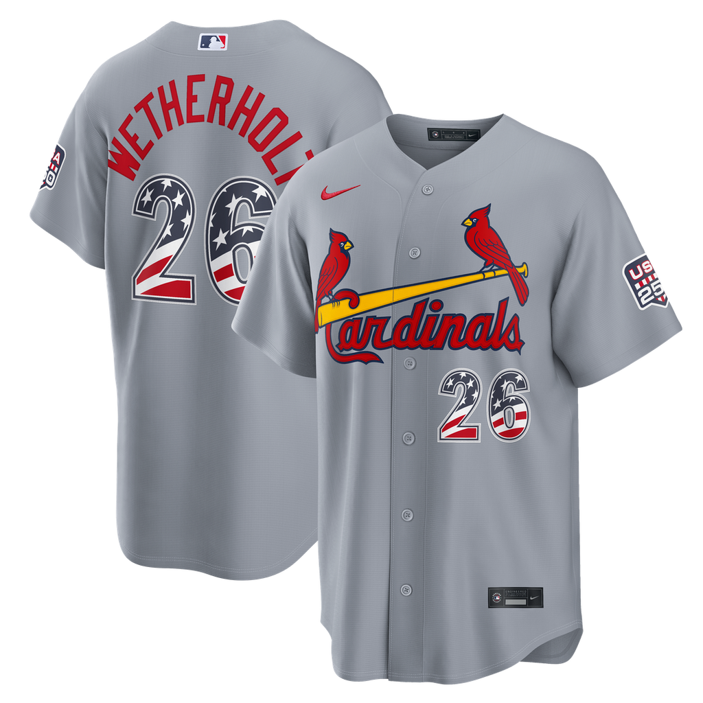 St. Louis Cardinals JJ Wetherholt Nike USA 250 Fourth of July Road Stadium Jersey - Gray