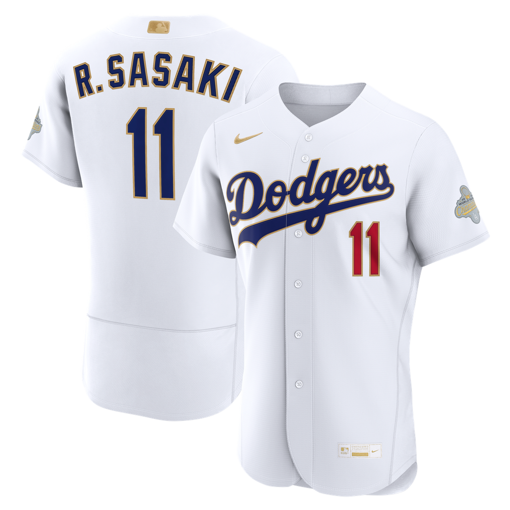 Los Angeles Dodgers Roki Sasaki Nike 2026 Gold Collection Authentic Jersey - White