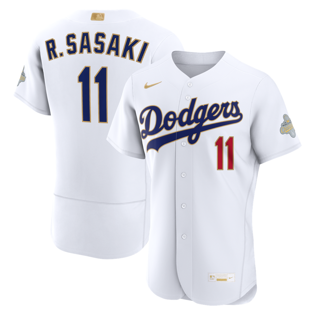 Los Angeles Dodgers Roki Sasaki Nike 2026 Gold Collection Authentic Jersey - White