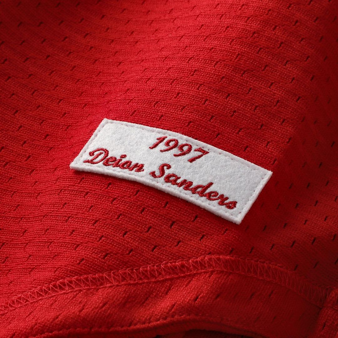 Cincinnati Reds Deion Sanders Mitchell & Ness Cooperstown Mesh Batting Practice Button - Up Jersey - Red