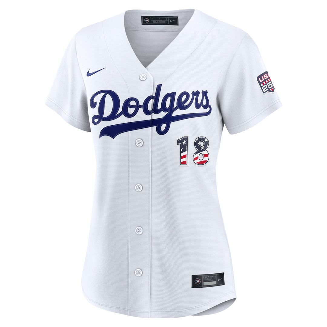 Los Angeles Dodgers Yoshinobu Yamamoto Nike Women's USA 250 Fourth of July Home Stadium Jersey - White