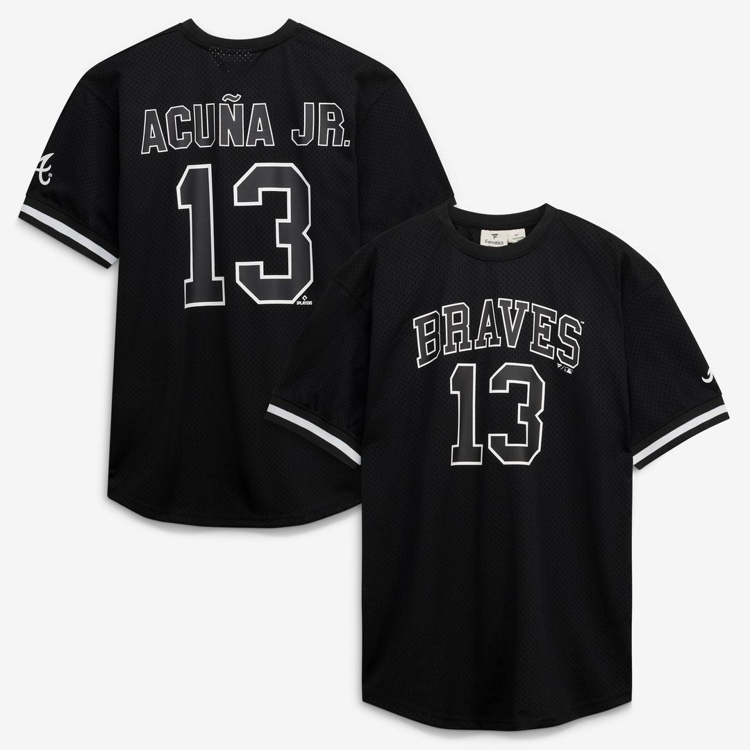 Atlanta Braves Ronald Acuña Jr. Fanatics Big & Tall Heavyweight Mesh Jersey - Black/White