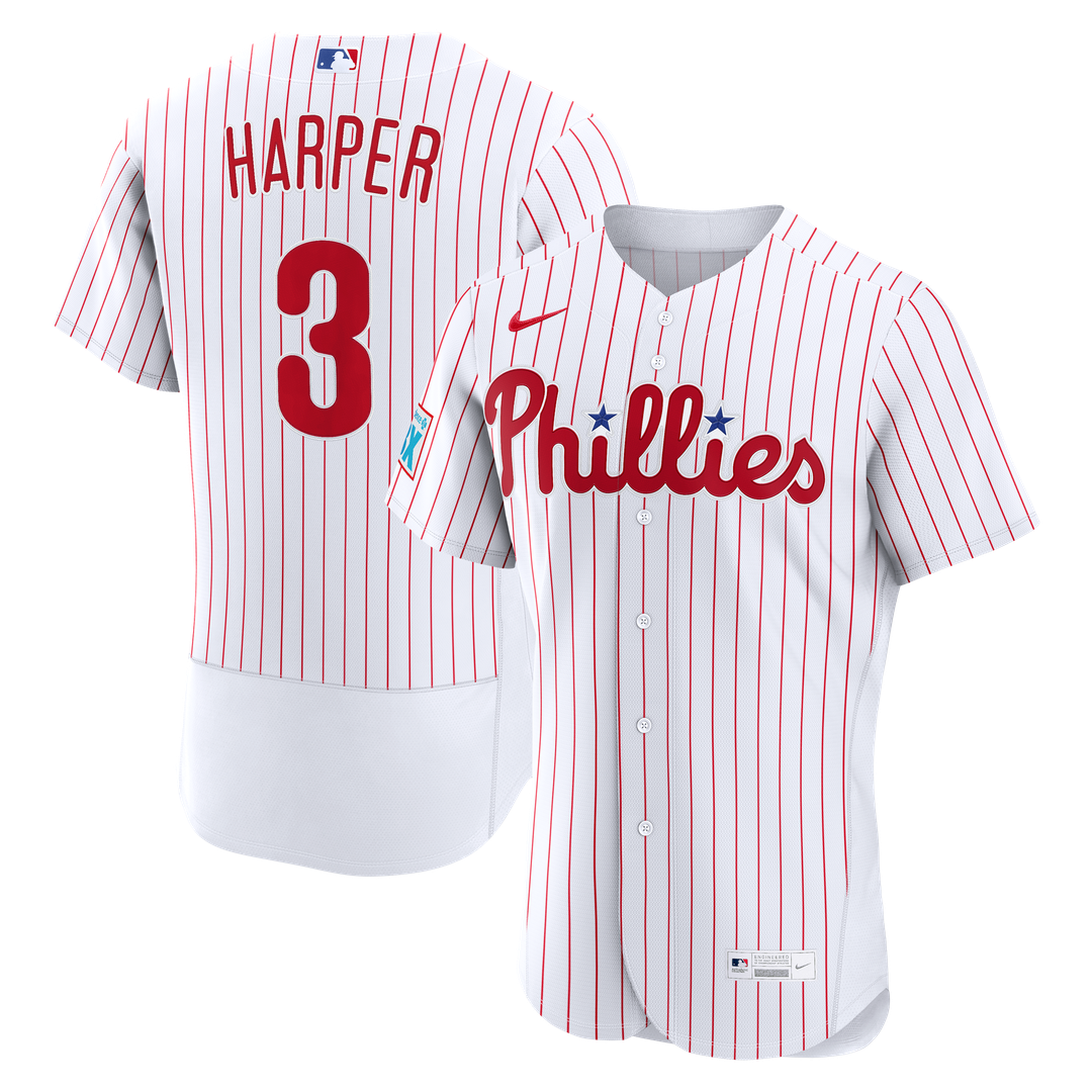 Philadelphia Phillies Bryce Harper Nike Home Authentic Sponsor Patch Jersey - White