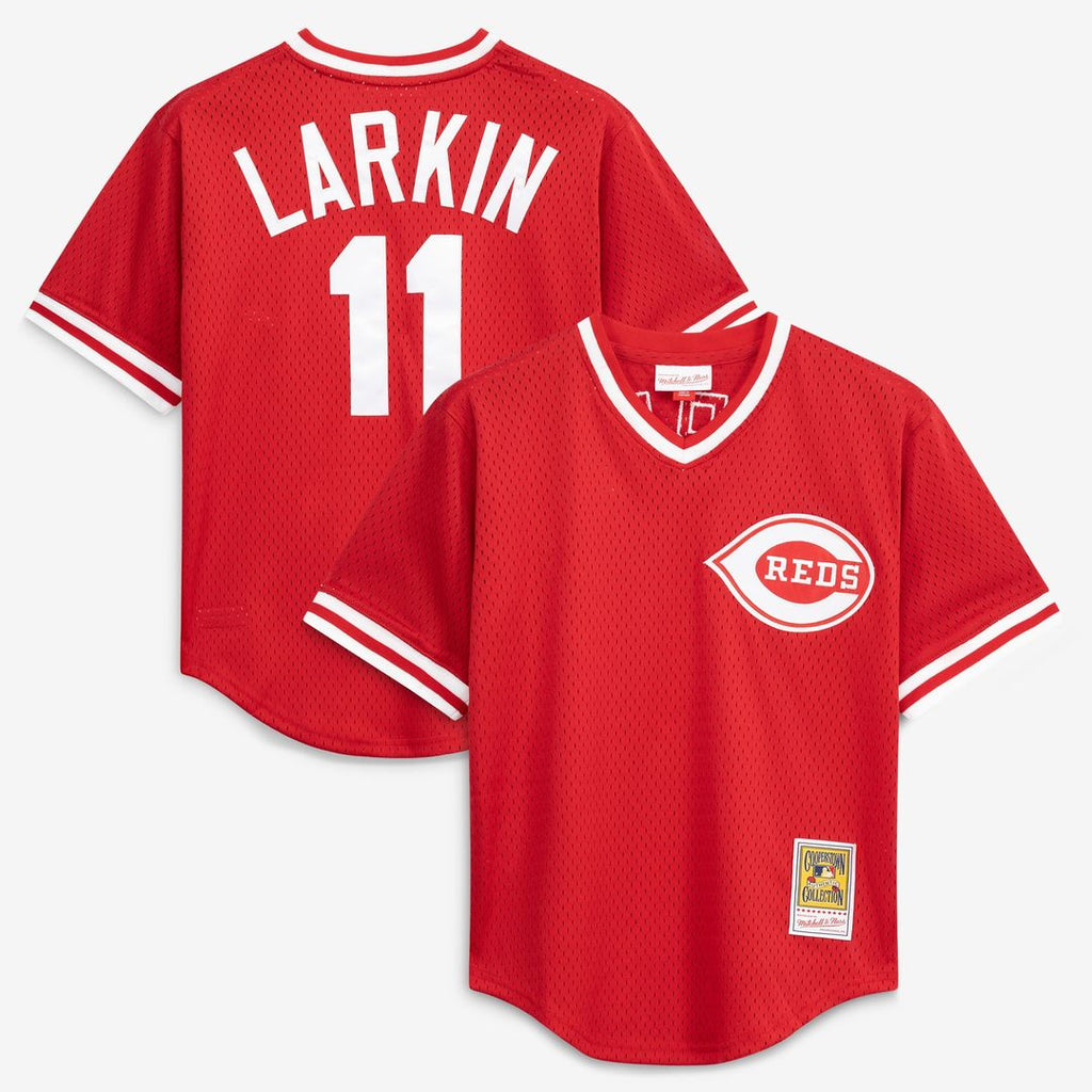 Cincinnati Reds Barry Larkin Mitchell & Ness Authentic Batting Practice Jersey - Red
