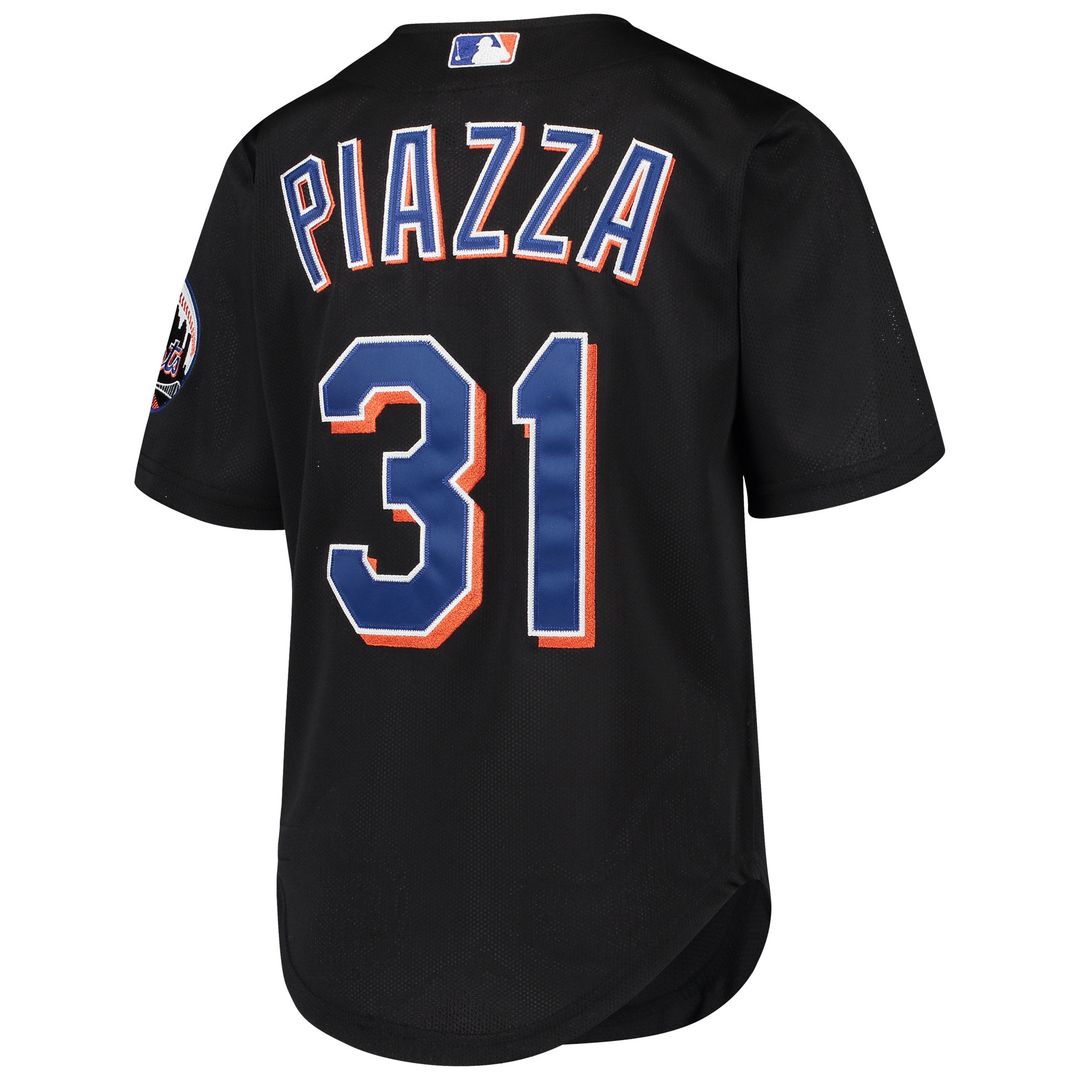 New York Mets Mike Piazza Mitchell & Ness Youth Cooperstown Mesh Batting Practice Jersey - Black