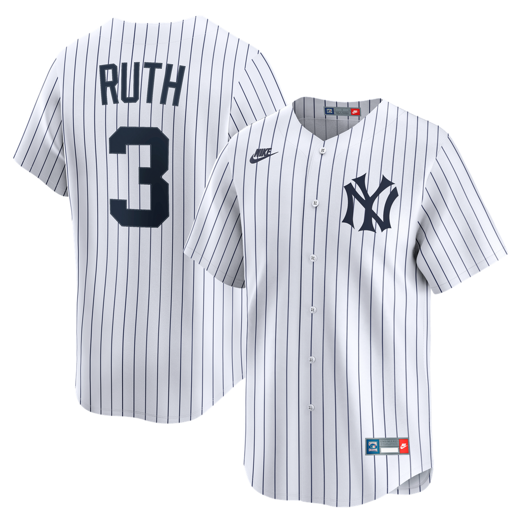 New York Yankees Babe Ruth Nike Throwback Cooperstown Limited Jersey - White