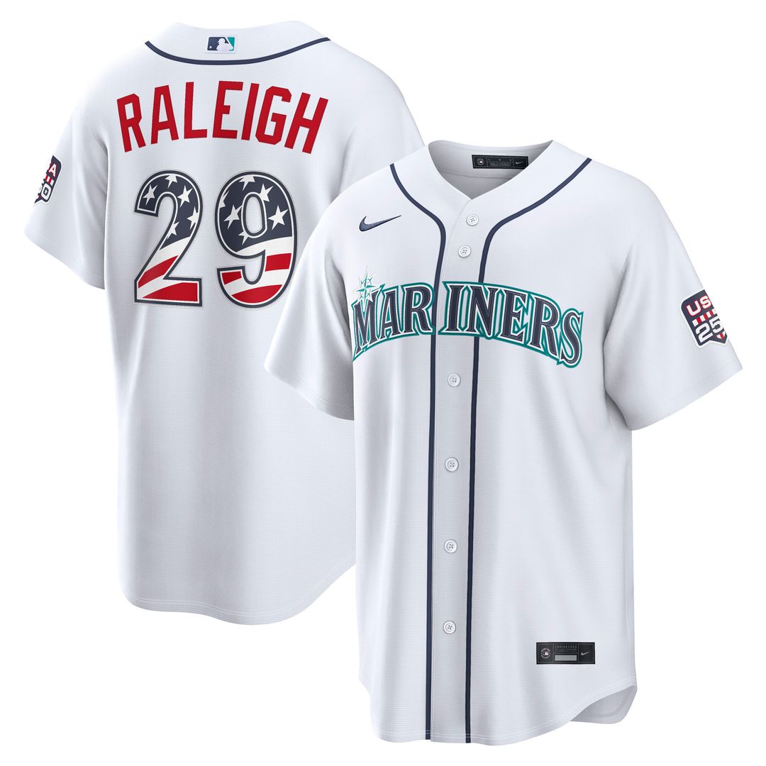 Seattle Mariners Cal Raleigh Nike USA 250 Fourth of July Home Stadium Jersey - White
