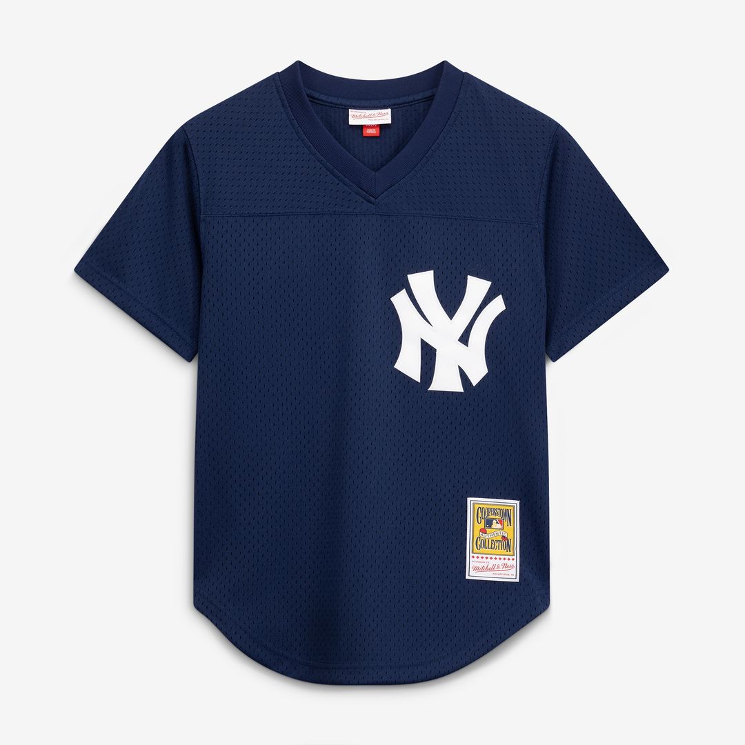 New York Yankees Rickey Henderson Mitchell & Ness Cooperstown Mesh Batting Practice Button - Up Jersey - Navy