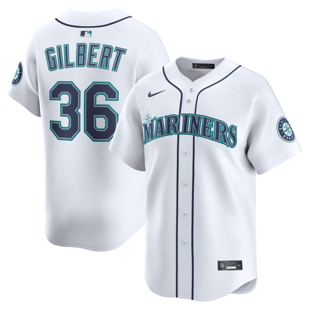 Seattle Mariners Logan Gilbert Nike Home Limited Player Jersey - White