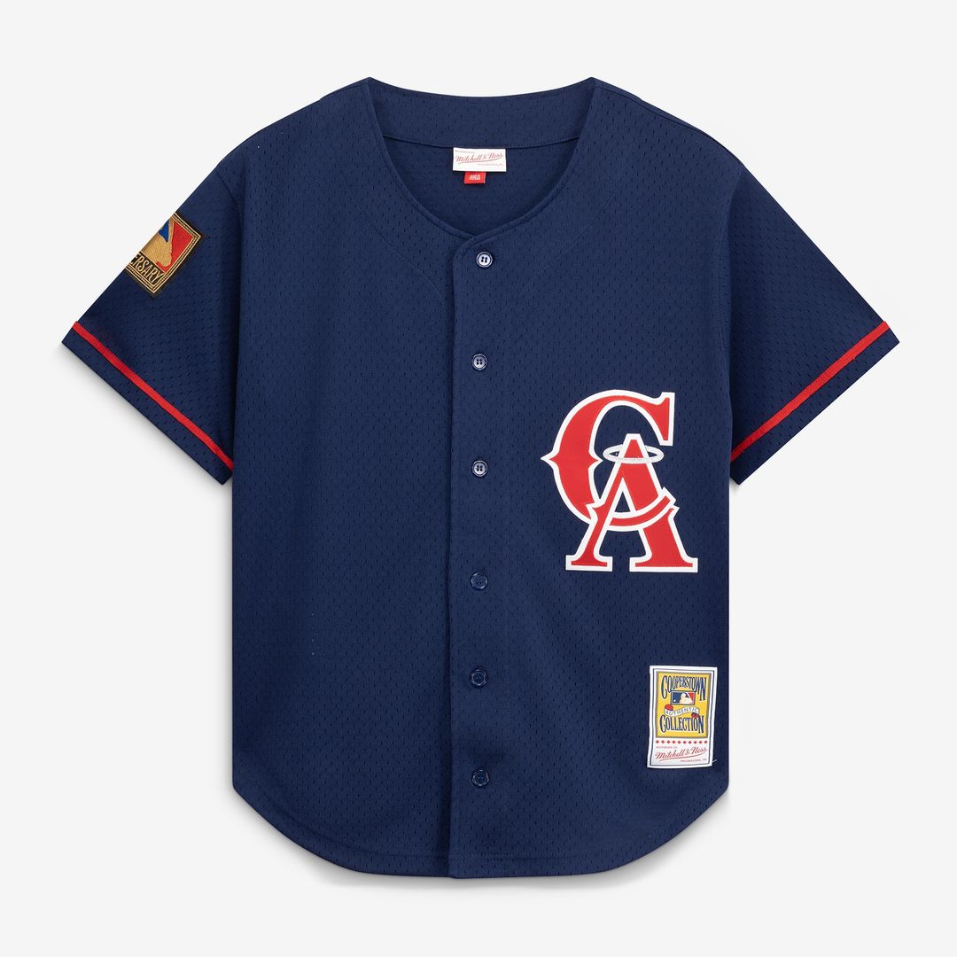 Bo Jackson California Angels Mitchell & Ness Cooperstown Mesh Batting Practice Button - Up Jersey - Navy
