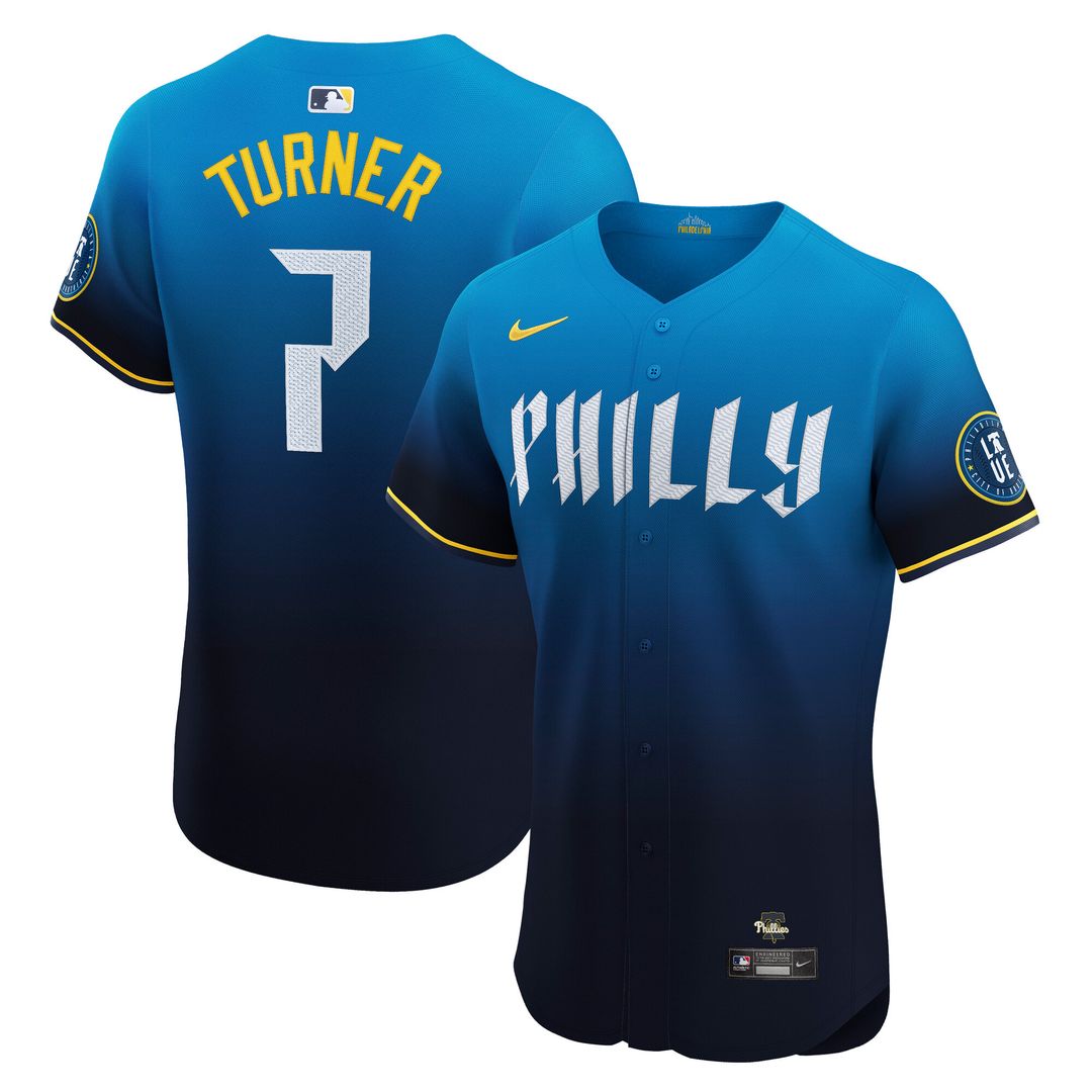 Philadelphia Phillies Trea Turner Nike City Connect Elite Jersey - Navy