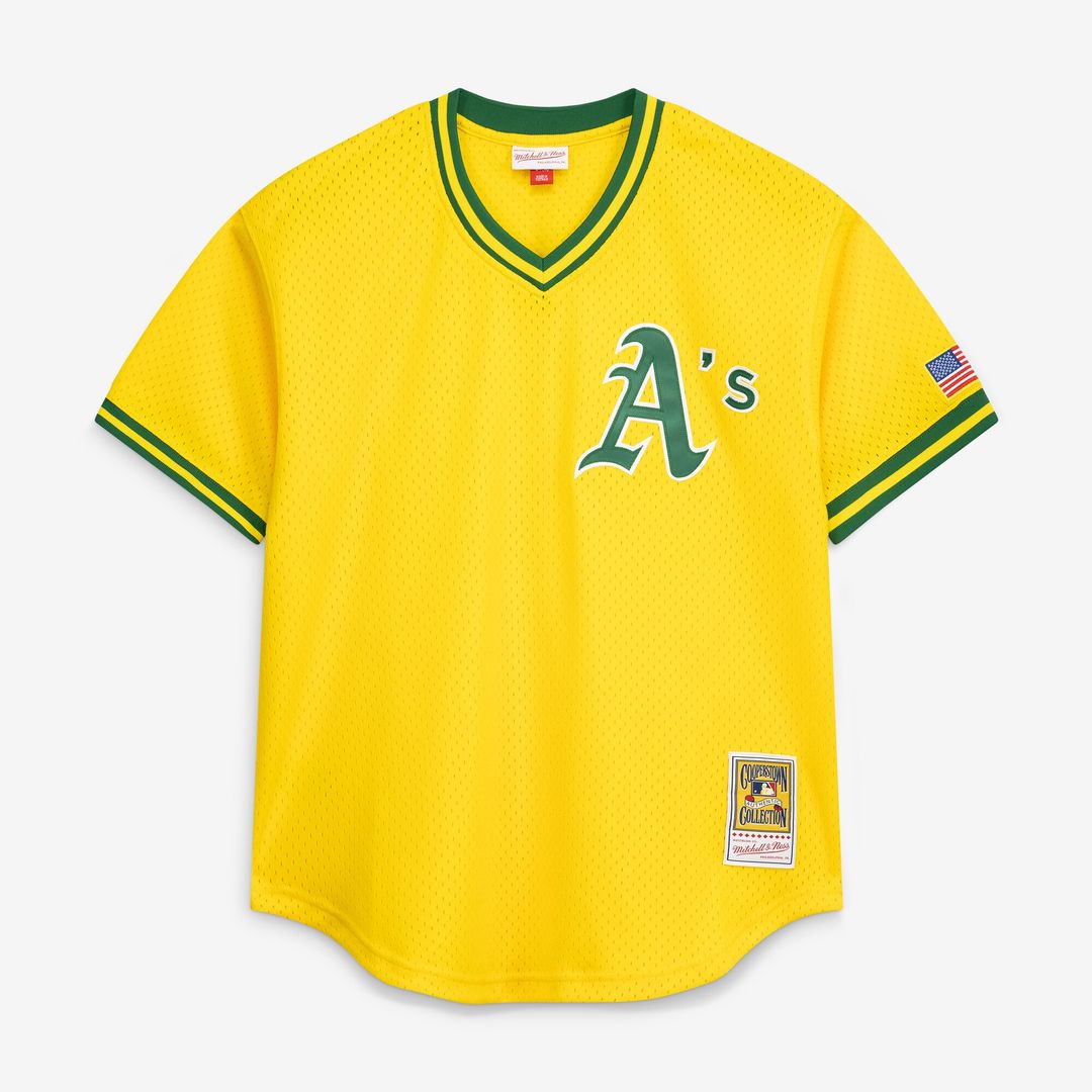 Athletics Rickey Henderson Mitchell & Ness Authentic Batting Practice Jersey - Yellow